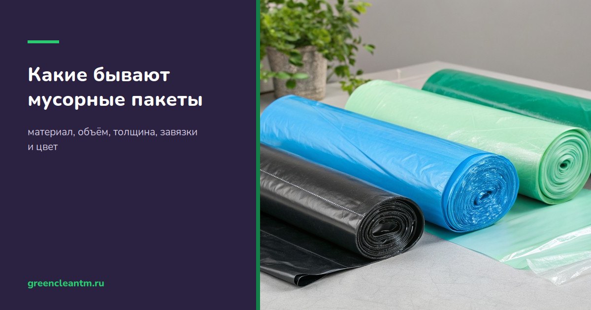 Какие бывают мусорные пакеты: материал, объём, толщина, завязки и цвет