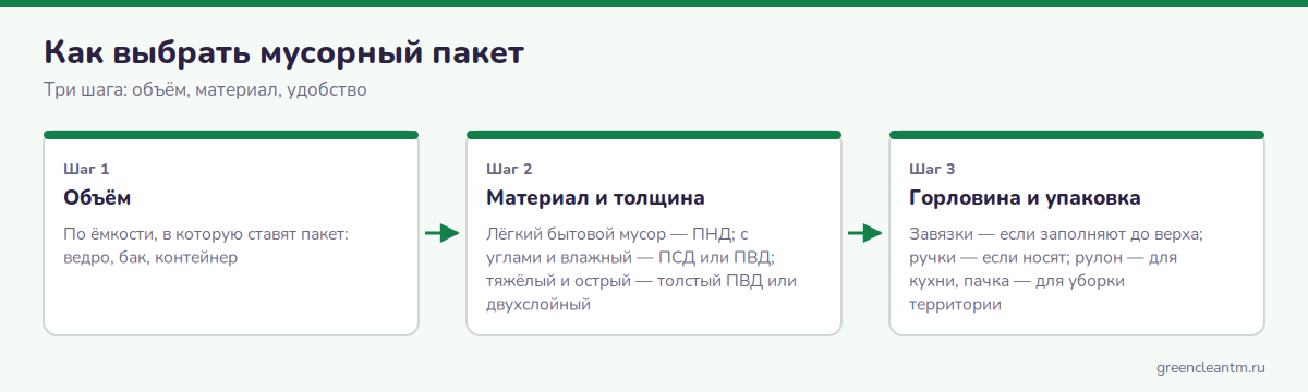 Как выбрать мусорный пакет в три шага: объём, материал и толщина, завязки или ручки